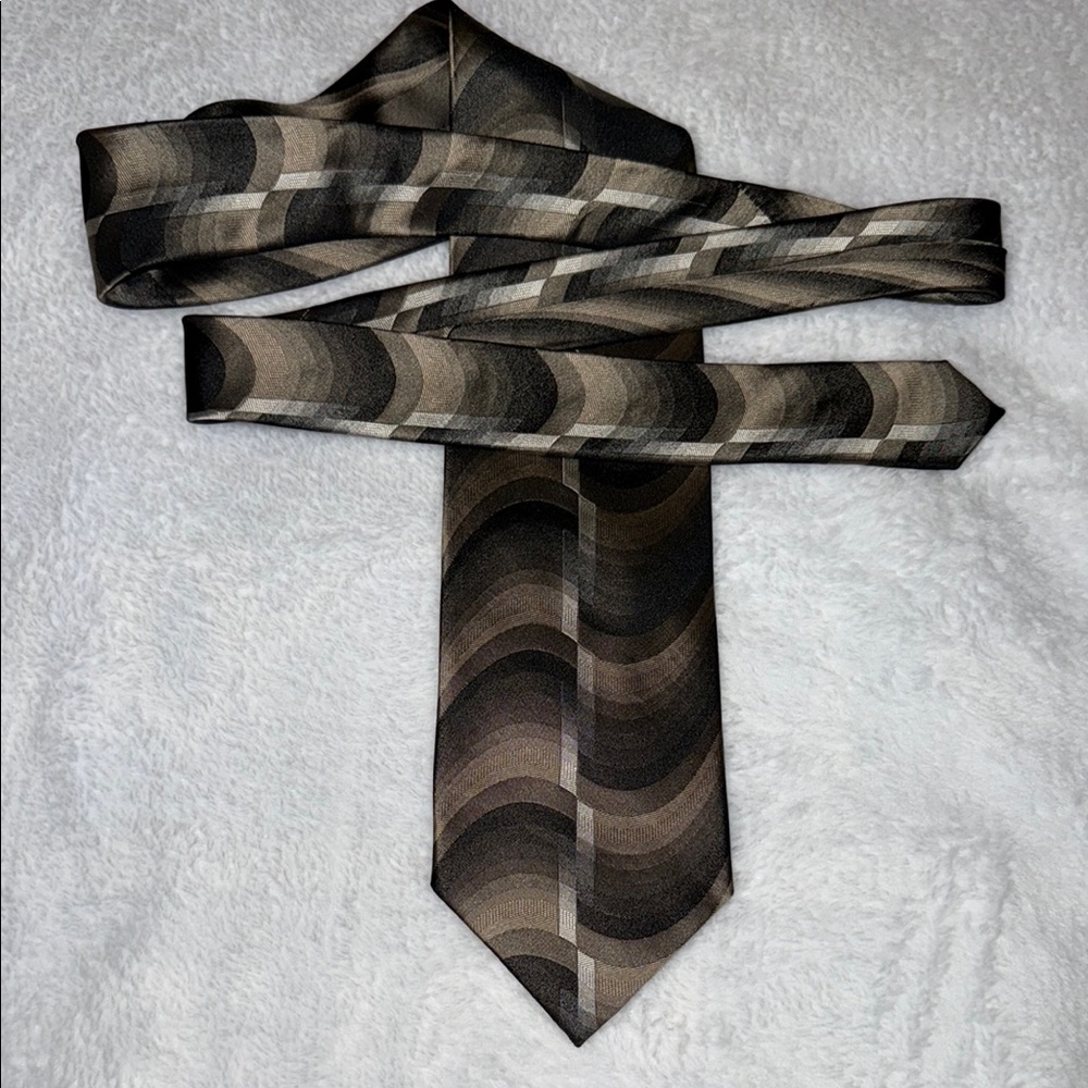 Bill Blass Black , brown and Gray Geometric Tie Black label